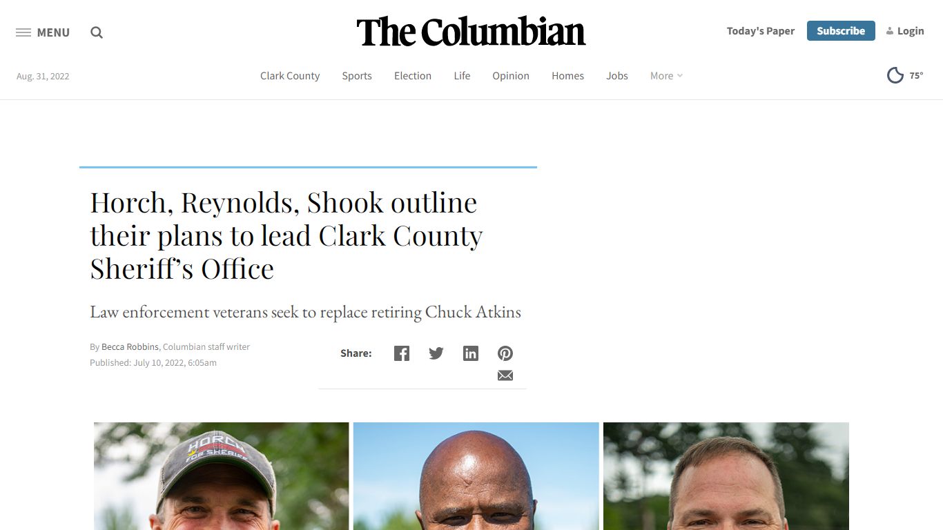 Horch, Reynolds, Shook outline their plans to lead Clark County Sheriff ...