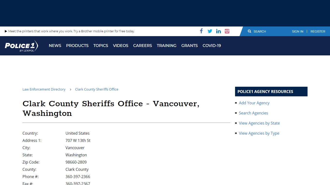 Clark County Sheriffs Office - Vancouver, Washington - Police1